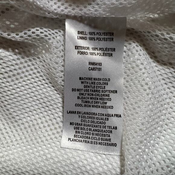 Tommy Hilfiger White Hooded Rain Jacket XL | Logo Sleeve Preppy Windbreaker Coat - Picture 10 of 11